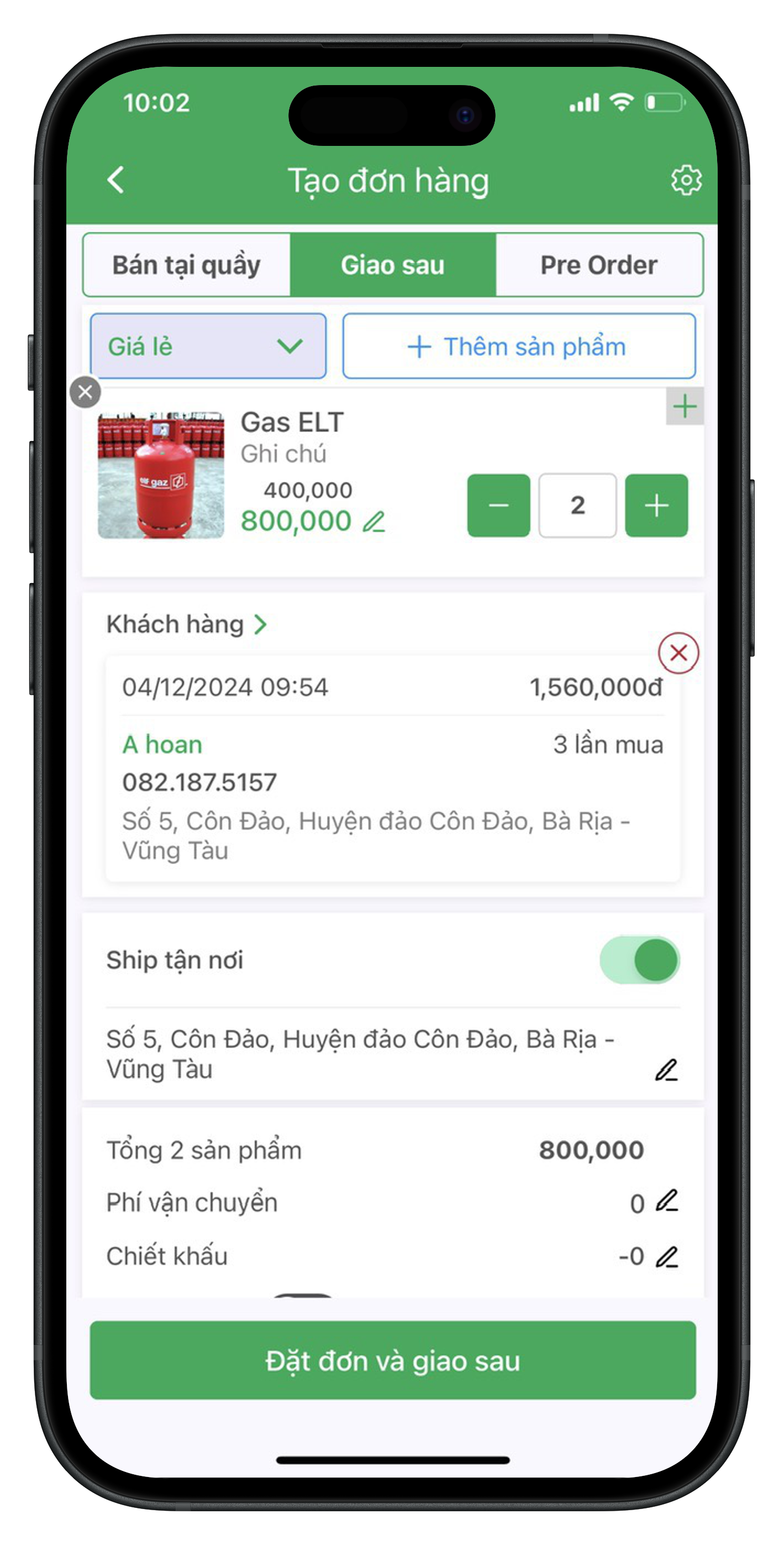 Tạo đơn hàng nhanh chóng