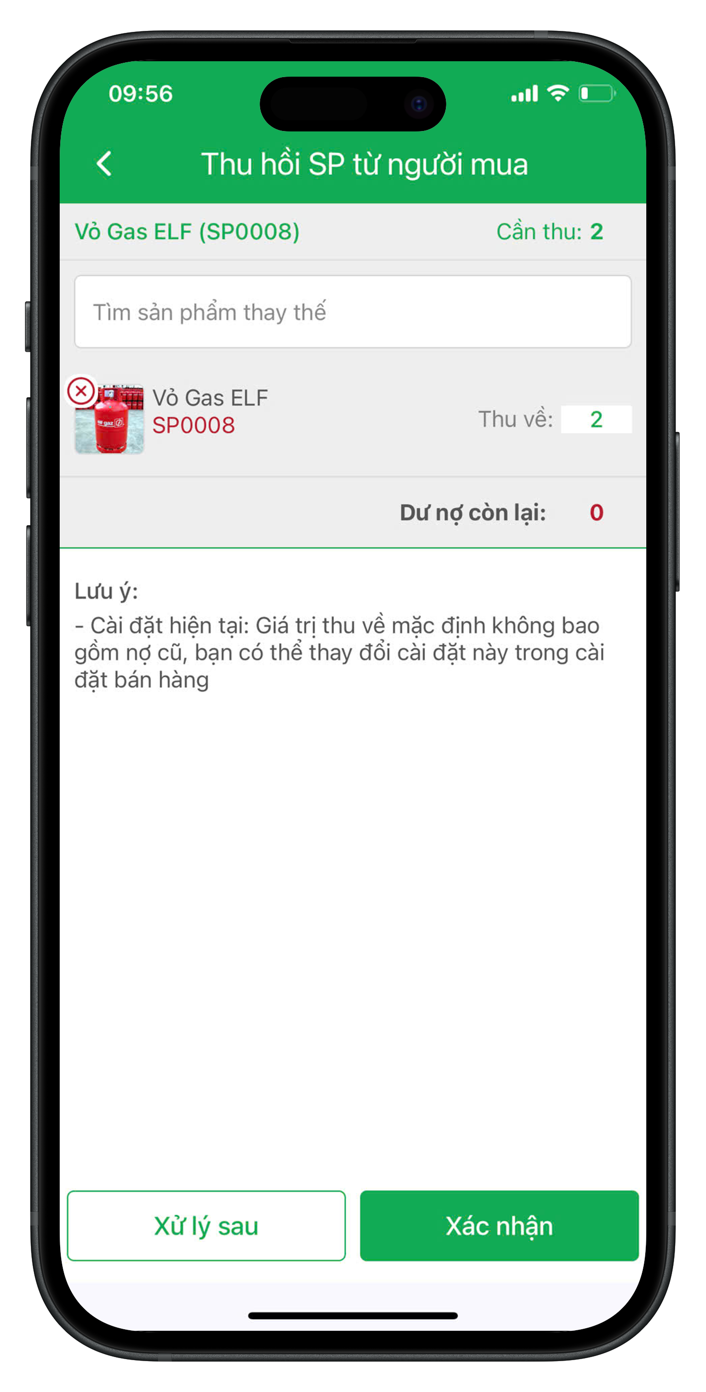 Thu hồi vỏ gas từ người mua